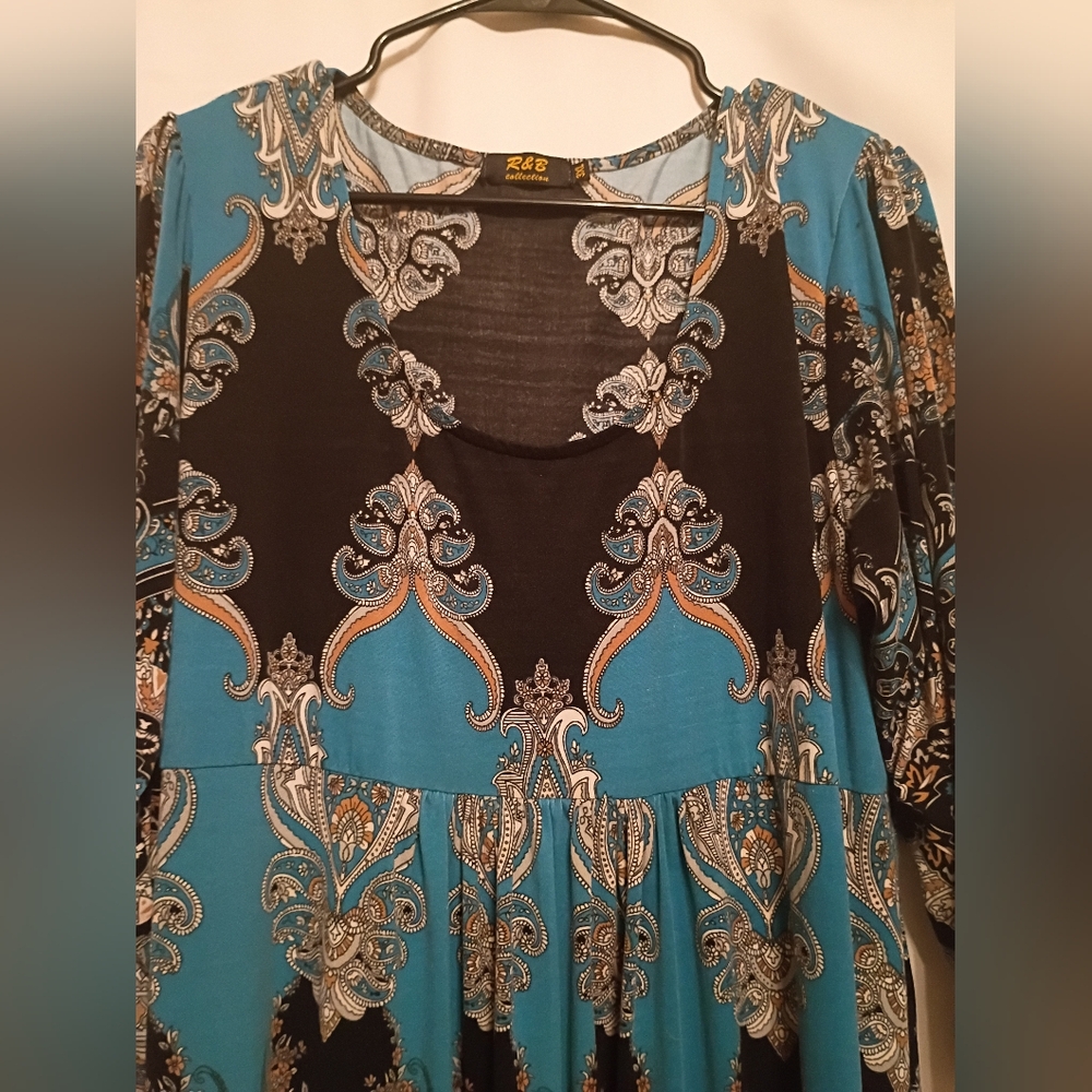Chic Long Sleeve Black and Blue Dress R&B Collection Size 3x. - Picture 4 of 7